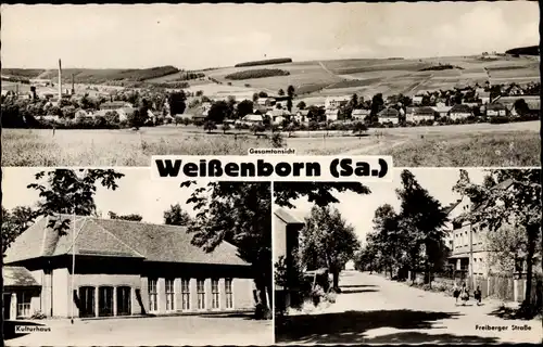 Ak Weißenborn Erzgebirge, Gesamtansicht, Kulturhaus, Freiberger Straße