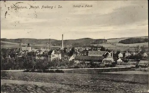 Ak Weißenborn Erzgebirge, Ortsansicht, Schloss und Fabrik