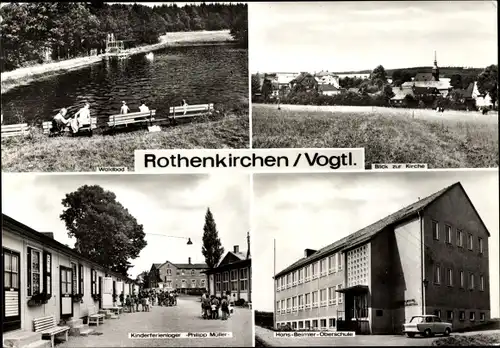 Ak Rothenkirchen Vogtland, Waldbad, Kinderferienlager Philipp Müller, Hans Beimler Oberschule