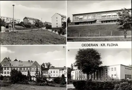 Ak Oederan Sachsen, Neubauten, Kinderkrippe Sonnenland, Herbert-Warnke-Schule, Sporthalle