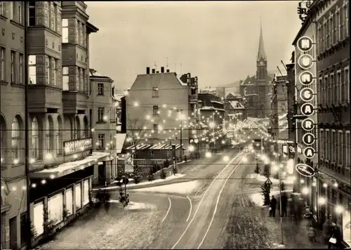 Ak Aue im Erzgebirge Sachsen, Blick vom Rathausbalkon, Weihnachtsschmuck, Hungaria