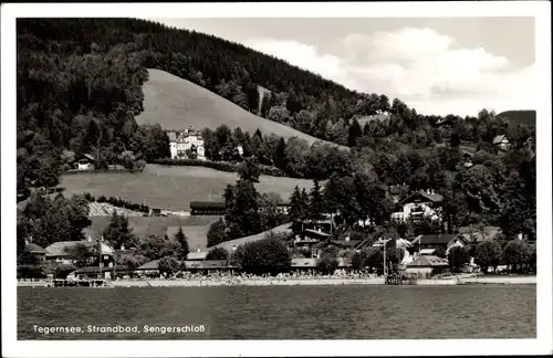 Ak Tegernsee in Oberbayern, Strandbad, Sengerschloss