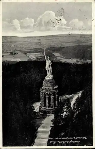 Ak Detmold am Teutoburger Wald, Hermannsdenkmal, Fliegeraufnahme