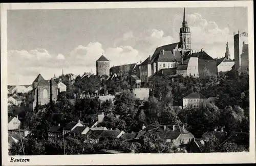 Ak Bautzen Lausitz, Ortsansicht mit Kirche und Türmen