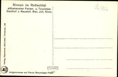 Ak Rinnen Berwang in Tirol, Rotlechtal, Gasthof