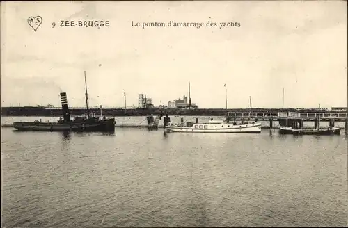 Ak Zee Brugge Westflandern Belgien, Le ponton d'amarrage des yachts