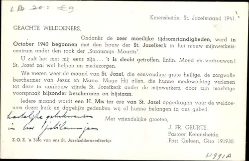 Ak Kerensheide Limburg Niederlande, St. Jozefkerk