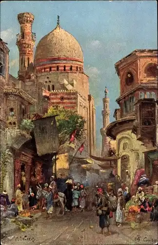 Künstler Ak Wuttke, Carl, Cairo Kairo Ägypten, Bab-El-Zuwele, Marktszene
