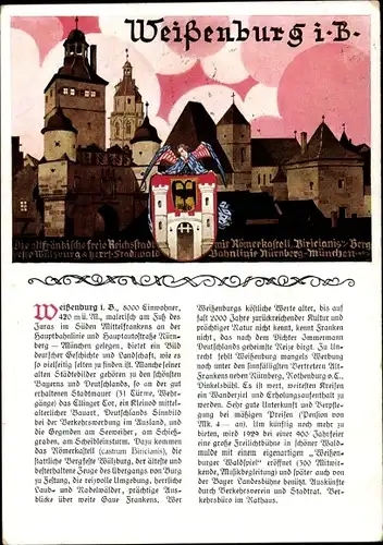 Wappen Ak Weißenburg am Sand Mittelfranken Bayern, Stadtansicht