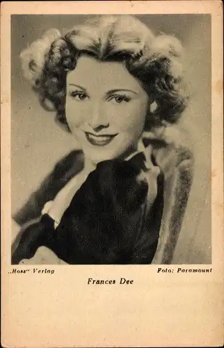 Ak Schauspielerin Frances Dee, Portrait, Paramount
