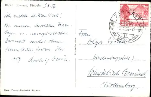 Ak Zermatt Kanton Wallis, Findeln
