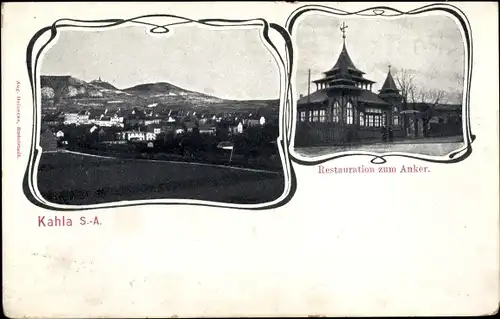 Ak Kahla in Thüringen, Gesamtansicht, Restauration zum Anker