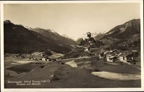 Ak Unter Engadin Kanton Graubünden, Schloss Tarasp, Fontana und Sparsels