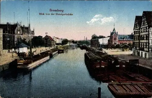 Ak Bydgoszcz Bromberg Westpreußen, Blick von der Danzigerbrücke