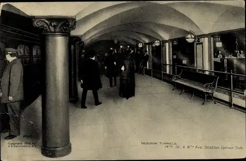 Ak Hudson New York USA, Hudson Tunnels, U-Bahnhof