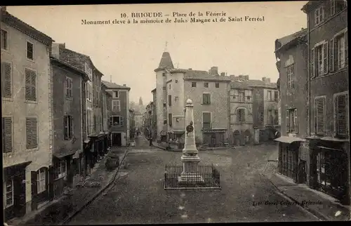 Ak Brioude Haute Loire, Place de la Fenerie, Monument