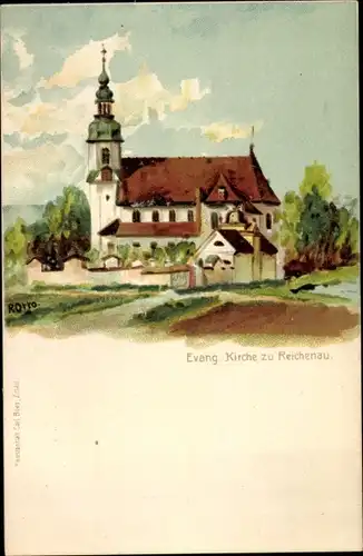 Künstler Litho Otto, R., Reichenau Niederösterreich, Evang. Kirche