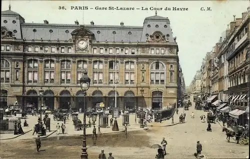 Ak Paris VIII, Gare Saint Lazare, La Cour du Havre