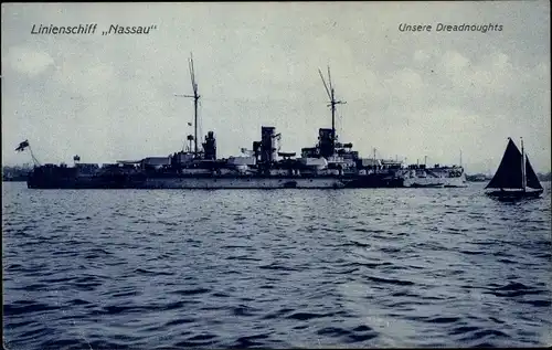 Ak Deutsches Kriegsschiff, Linienschiff Nassau, Dreadnought