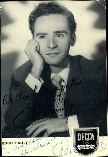 Ak Sänger Eddie Pauly, Portrait, Autogramm, Decca Schallplatten