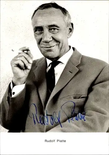 Ak Schauspieler Rudolf Platte, Portrait mit Zigarette, Autogramm
