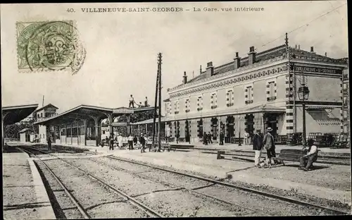 Ak Villeneuve Saint Georges Val de Marne, La Gare vue interieure