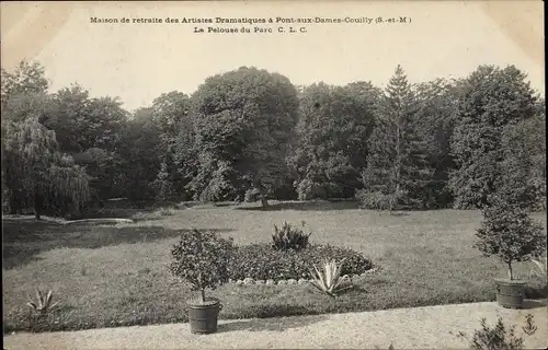 Ak Pont aux Dames Couilly Seine-et-Marne, Maison de Retraite des Artistes Dramatiques, Parc