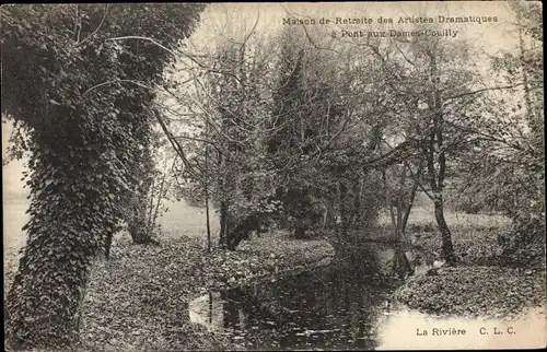 Ak Pont aux Dames Couilly Seine-et-Marne, Maison de Retraite des Artistes Dramatiques, la Rivière