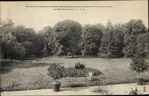 Ak Pont aux Dames Couilly Seine-et-Marne, Maison de Retraite des Artistes Dramatiques, Parc