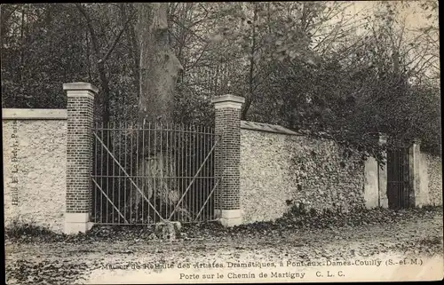 Ak Pont aux Dames Couilly Seine-et-Marne, Maison de Retraite des Artistes Dramatiques, Porte