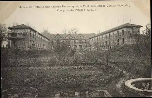 Ak Pont aux Dames Couilly Seine-et-Marne, Maison de Retraite des Artistes Dramatiques, Potager