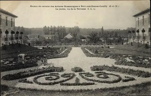 Ak Pont aux Dames Couilly Seine-et-Marne, Maison de Retraite des Artistes Dramatiques, Jardin