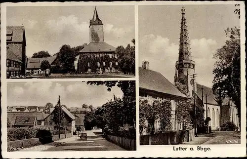 Ak Lutter am Barenberge in Niedersachsen, Domäne, Frankfurter Straße, Kirche