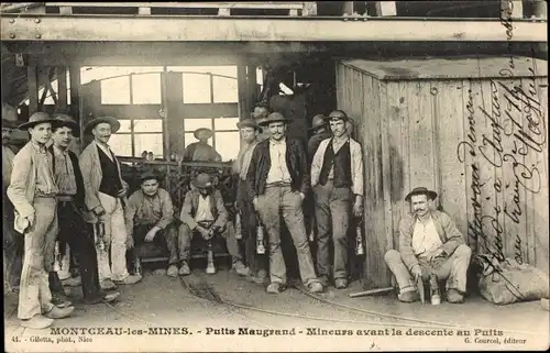 Ak Montceau les Mines Saône et Loire, Puits Maugrand, Mineurs avant la descente, Bergleute