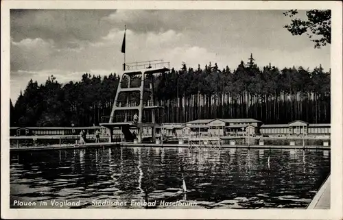 Ak Plauen im Vogtland, Städtisches Freibad Haselbrunn