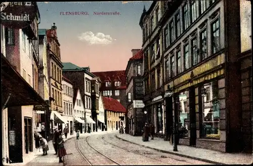 Ak Flensburg in Schleswig Holstein, Norderstraße, Handlung Max Horn