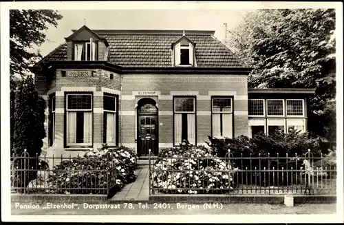 Ak Bergen Nordholland Niederlande, Pension Elzenhof, Dorpsstraat 78