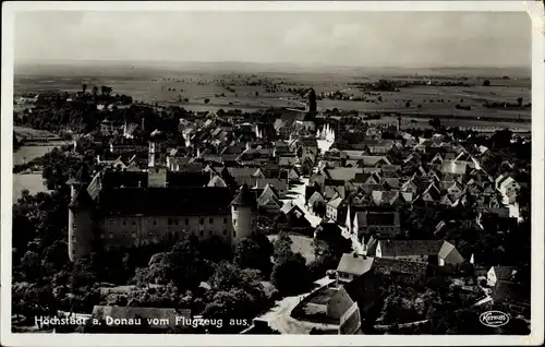 Ak Höchstädt an der Donau Schwaben, Totalansicht der Ortschaft, Fliegeraufnahme