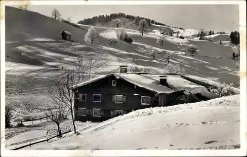 Ak Oberstaufen im Allgäu, Schi Heim Schindelberg, Winteransicht