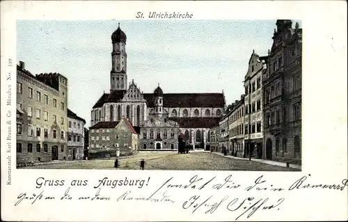 Ak Augsburg in Schwaben, Blick zur St. Ulrichskirche