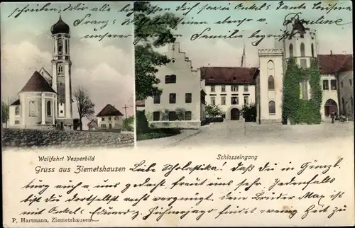 Ak Ziemetshausen in Schwaben, Wallfahrt Vesperbild, Schlosseingang