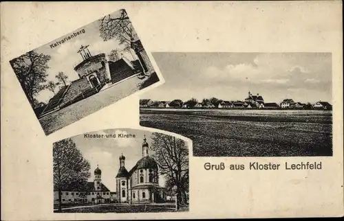 Ak Klosterlechfeld in Schwaben, Kalvarienberg, Kloster, Kirche