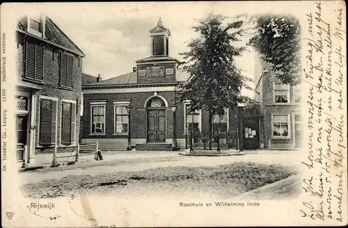 Ak Rijswijk Südholland Niederlande, Raadhuis en Wilhelmina linde
