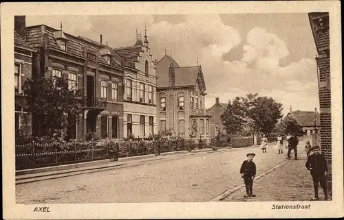 Ak Axel Zeeland Niederlande, Stationstraat