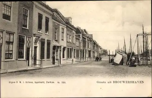 Ak Brouwershaven Zeeland, Straßenpartie, Häuser