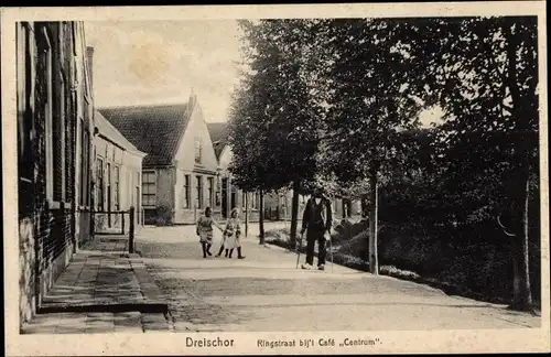 Ak Dreischor Zeeland, Ringstraat bij't Café Centrum de Oostheul