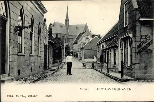 Ak Brouwershaven Zeeland, Straßenpartie