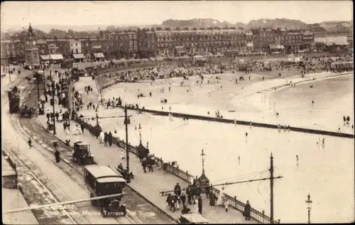 Ak Margate Kent England, Clock Tower, Marine Terrace and the Sands