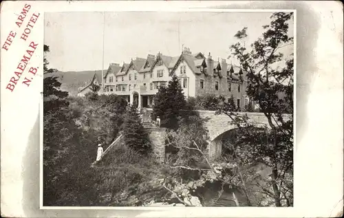 Ak Braemar Schottland, Fife Arms Hotel, Brücke