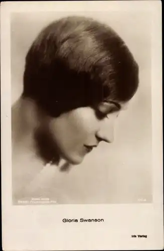 Ak Schauspielerin Gloria Swanson, Seitenportrait